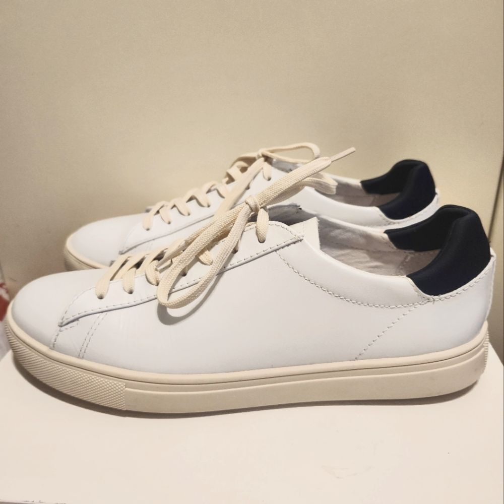 NEW Clae "Bradley" White Leather Sneakers Mens Sz.8 MSRP $170